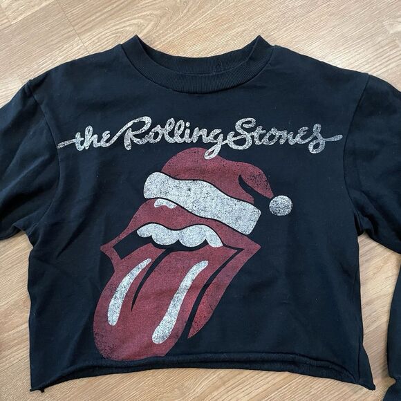 The Rolling Stones Christmas Lightweight Crop Crewneck Sweatshirt Women XS - Picture 3 of 7